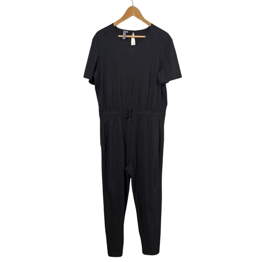 Sweaty Betty Short‑Sleeve Explorer‑Style Jumpsuit – Black – XL – Like New